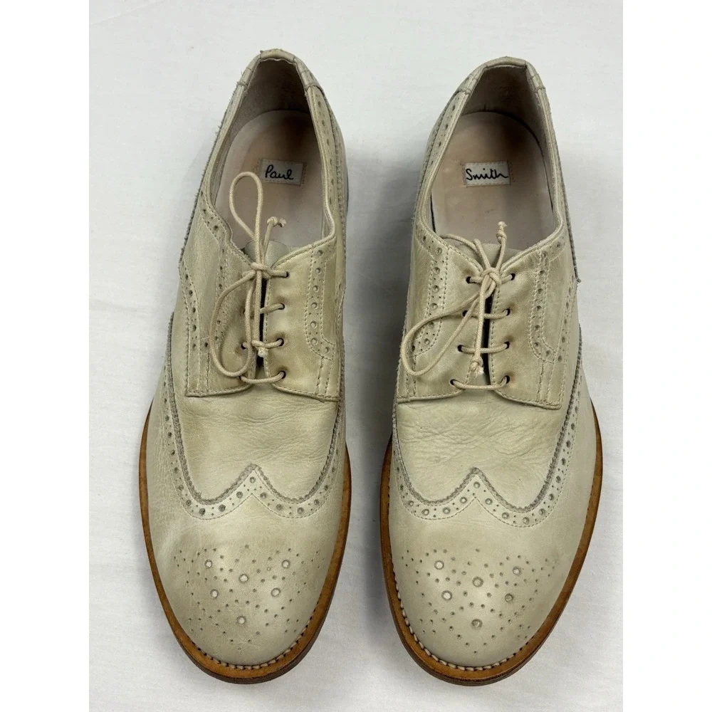 Paul Smith Dip-Dyed Leather Brogue Wingtip Oxfords US 10M EU 44 Faint Mint Green